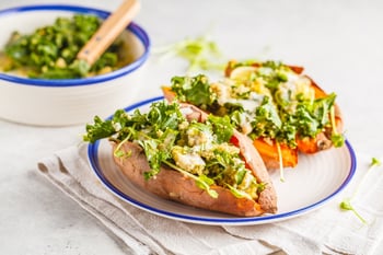 Gut-Healing Sweet Potato Pesto + Quinoa Breakfast Bowl